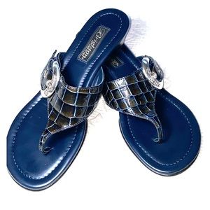 🌸Brighton🌸 Wedge Navy Patent Leather Sandals